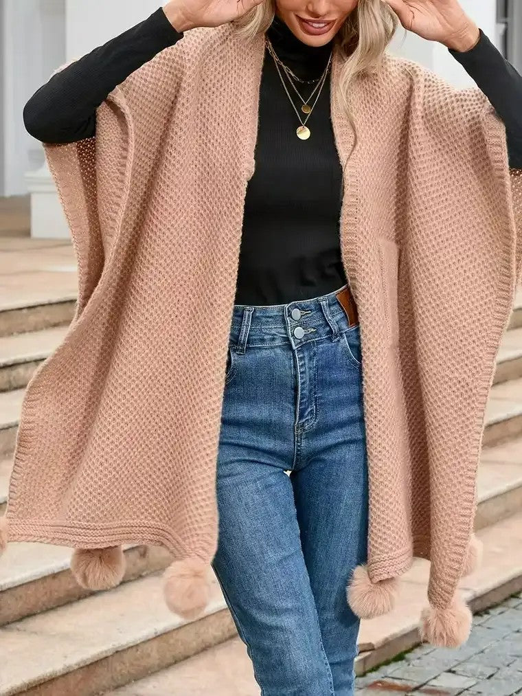 Women's Knitted Poncho Cardigan
