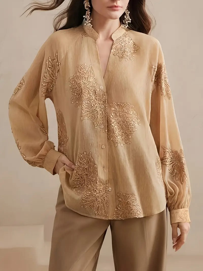 Women's Long Sleeved Khaki Blouse