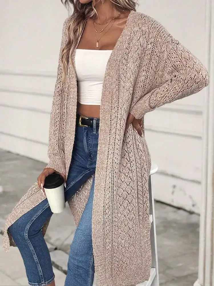 Women's Open-Front Cardigan with Side Slits