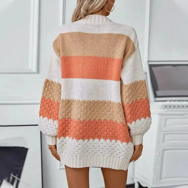 Women's Open-Front Colour-Block Cardigan