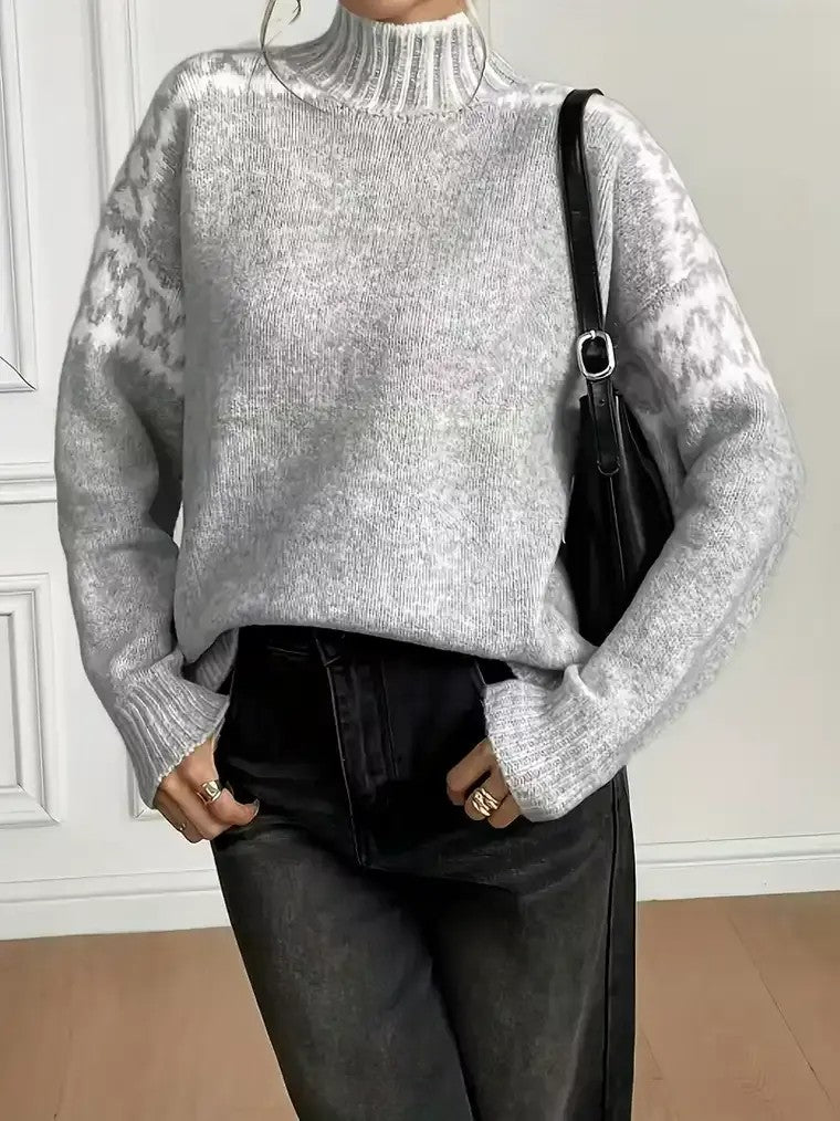 Women's Patterned Half-Turtleneck Sweater