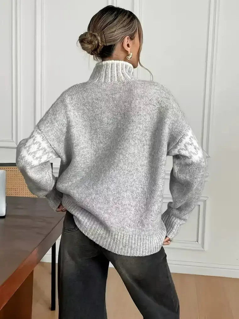 Women's Patterned Half-Turtleneck Sweater