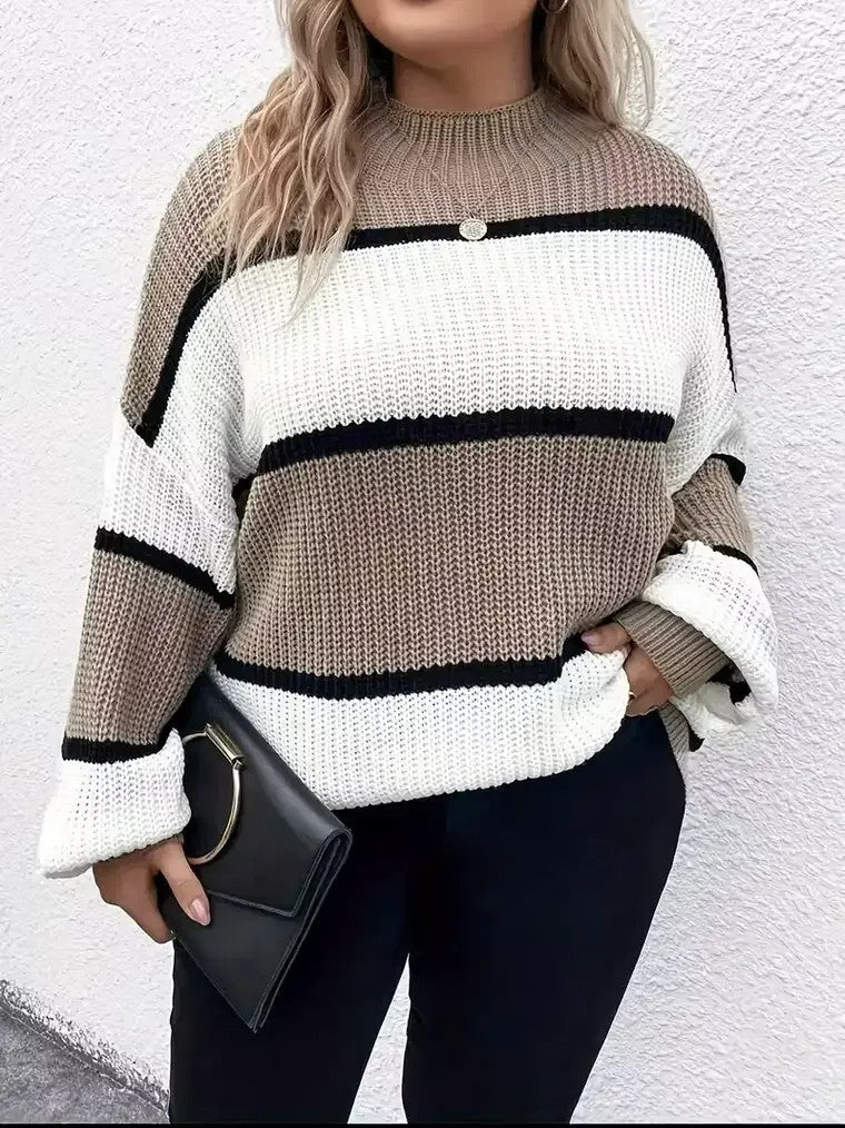 Women's Plus-Size Colour-Block Sweater