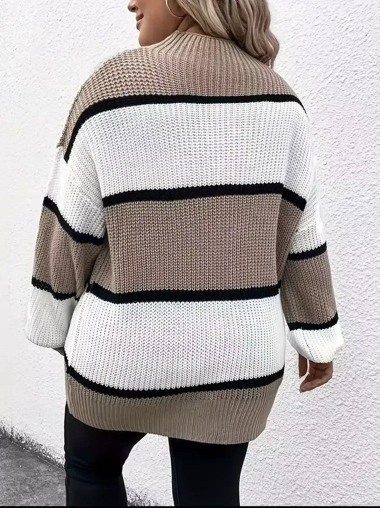 Women's Plus-Size Colour-Block Sweater