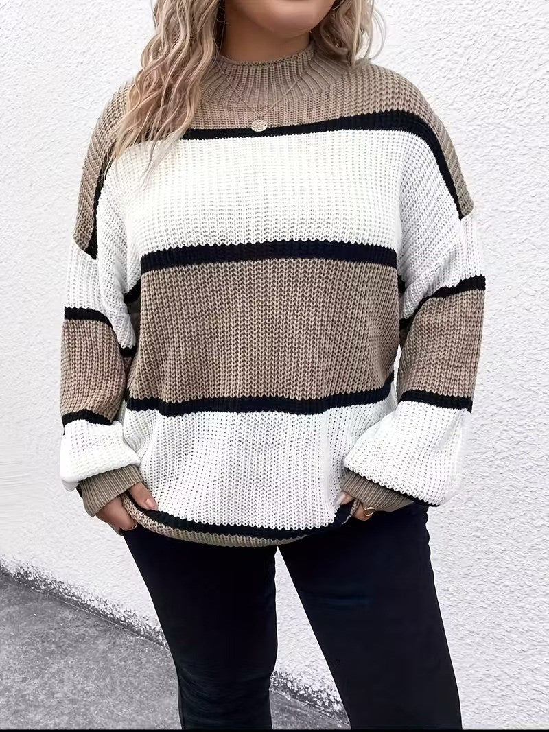 Women's Plus-Size Colour-Block Sweater