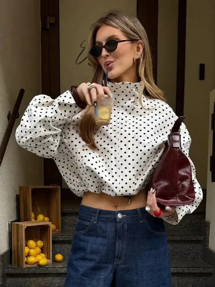 Women's Polka Dot Cropped Jacket