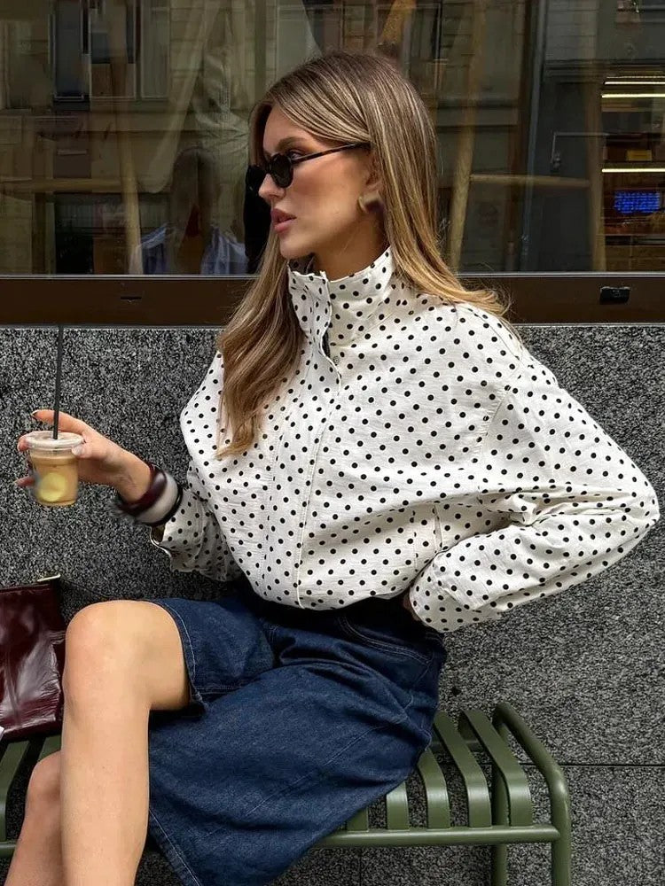 Women's Polka Dot Cropped Jacket