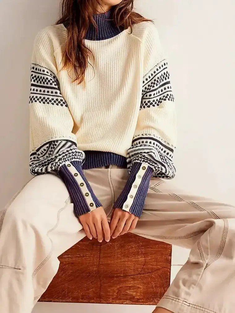 Women's Raglan Sleeves Waffle-Knit Sweater