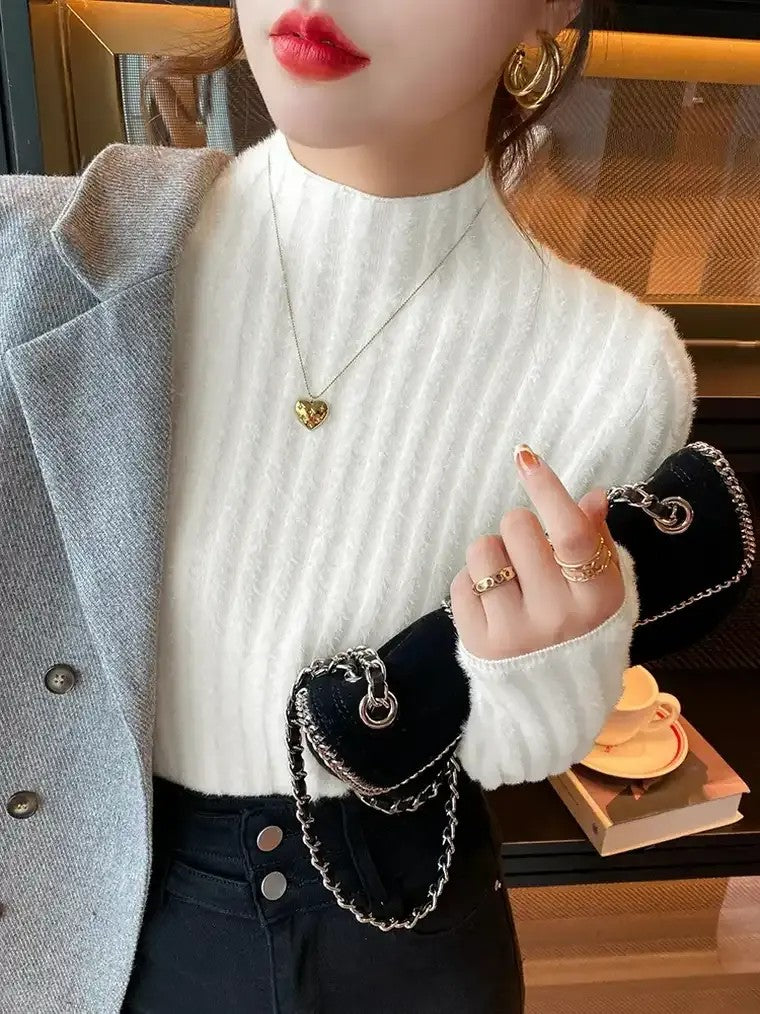 Women's Ribbed High-Neck Sweater