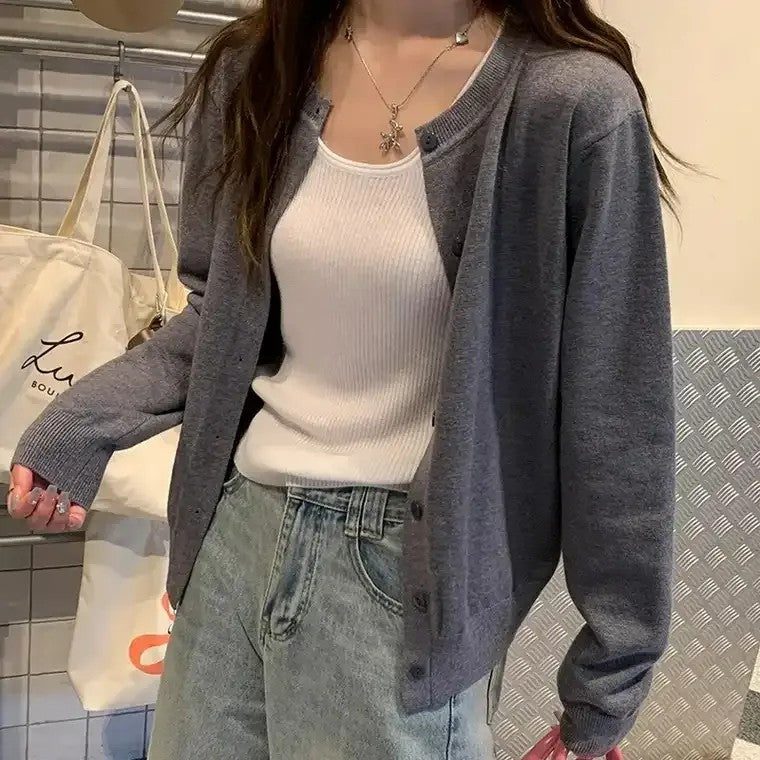 Women's Single-Breasted Button-Front Cardigan