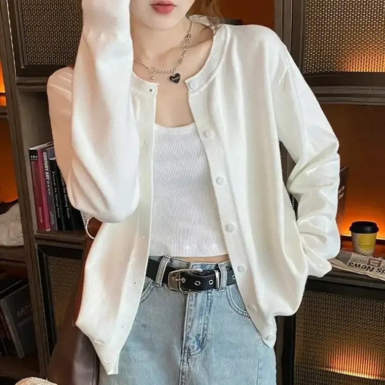 Women's Single-Breasted Button-Front Cardigan