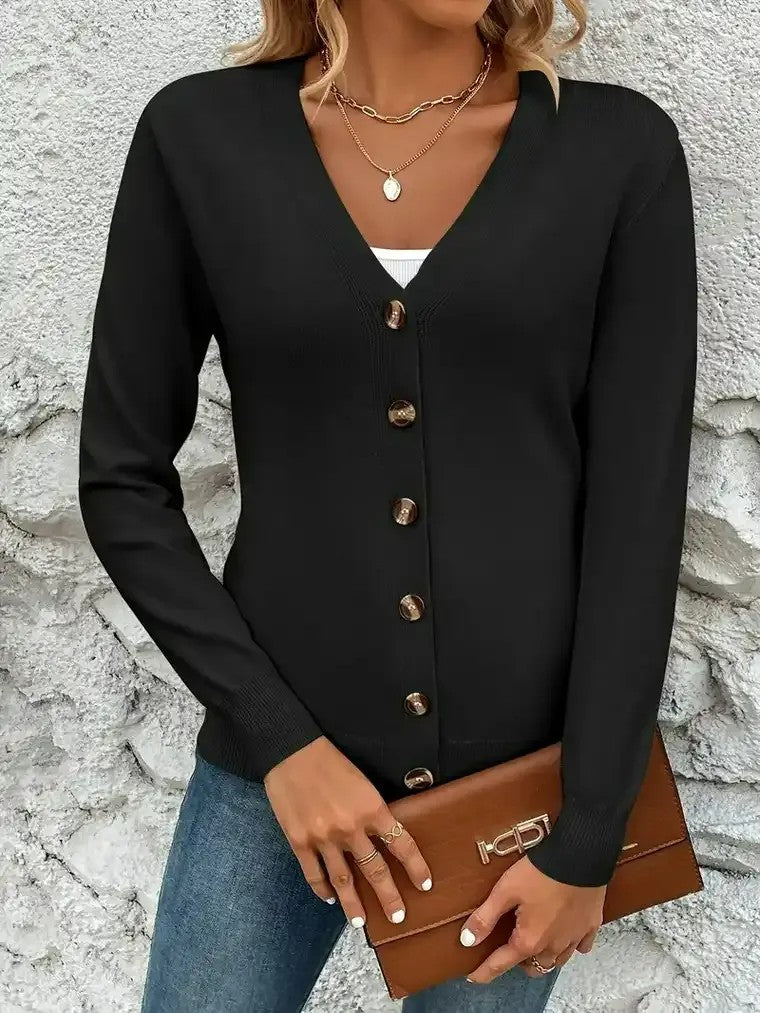 Women's V-Neck Long Sleeve Cardigan