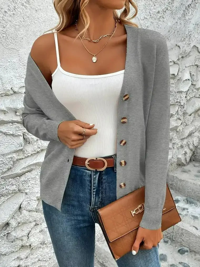 Women's V-Neck Long Sleeve Cardigan