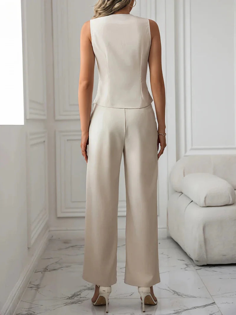 Women's Summer Two Piece Set with Asymmetric Style Top