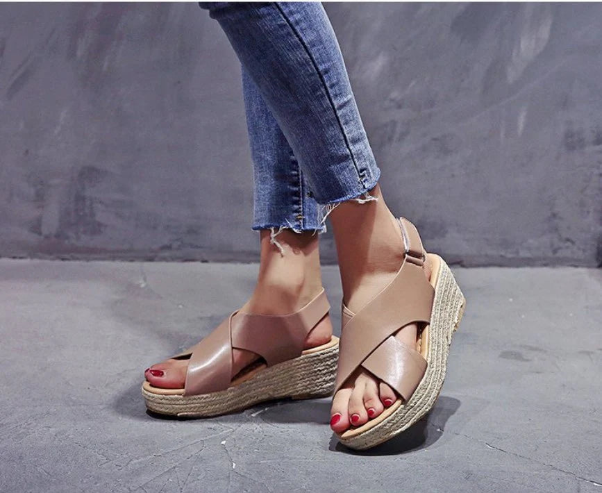 Women's Summer Espadrille Sandals with Criss-cross Style