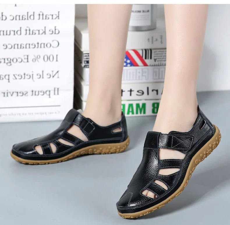 Women's Summer Closed-Toe Sandals with Hook-and-Loop Strap