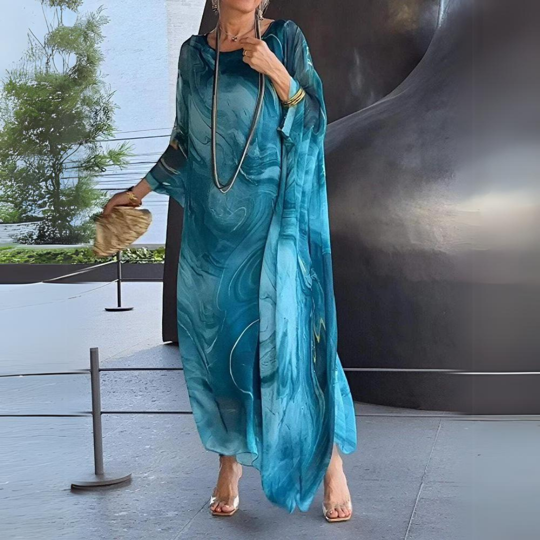 Women's Summer Kaftan Dress with Sheer Style and Printed
