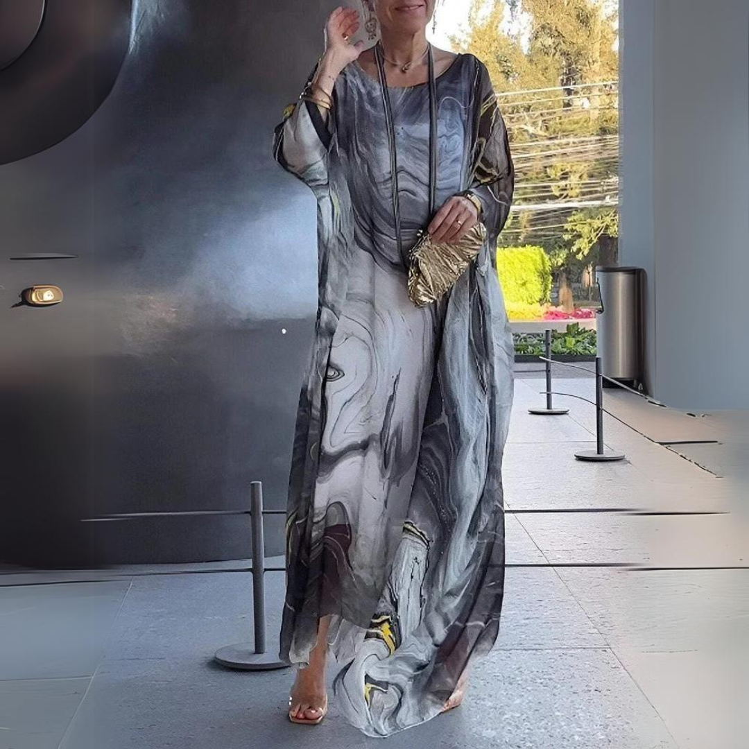 Women's Summer Kaftan Dress with Sheer Style and Printed