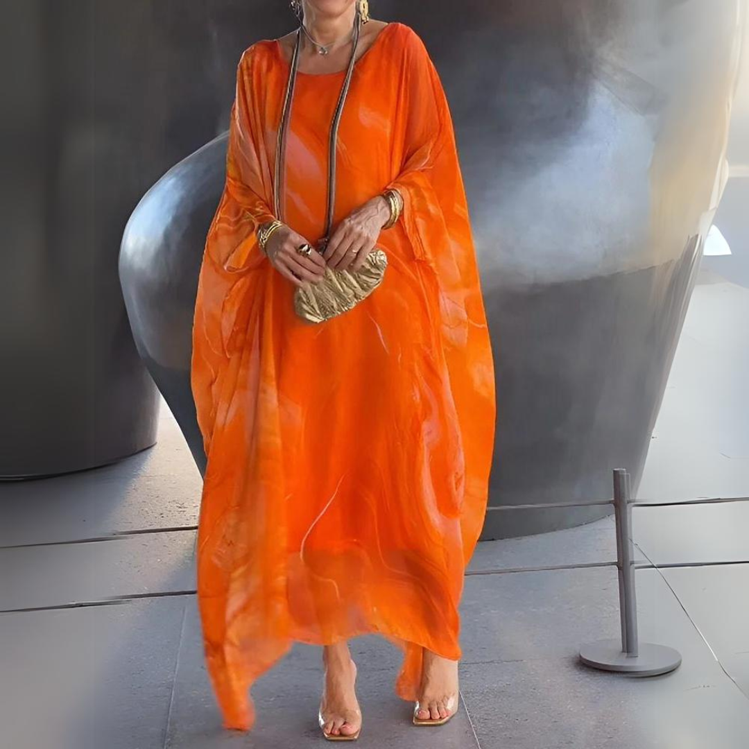Women's Summer Kaftan Dress with Sheer Style and Printed
