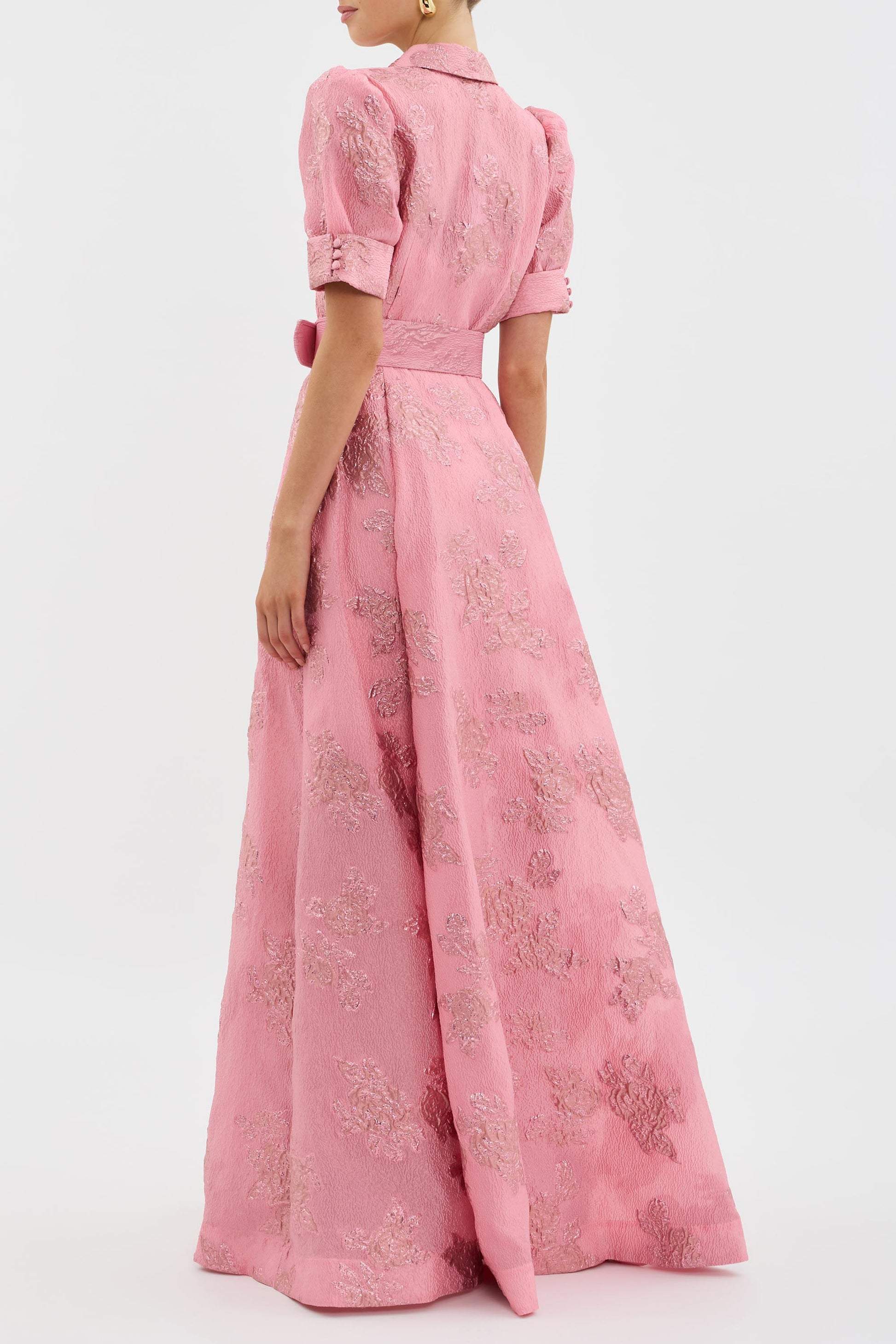 Women's Summer Formal Maxi Dress with Puff Sleeves and Buckle