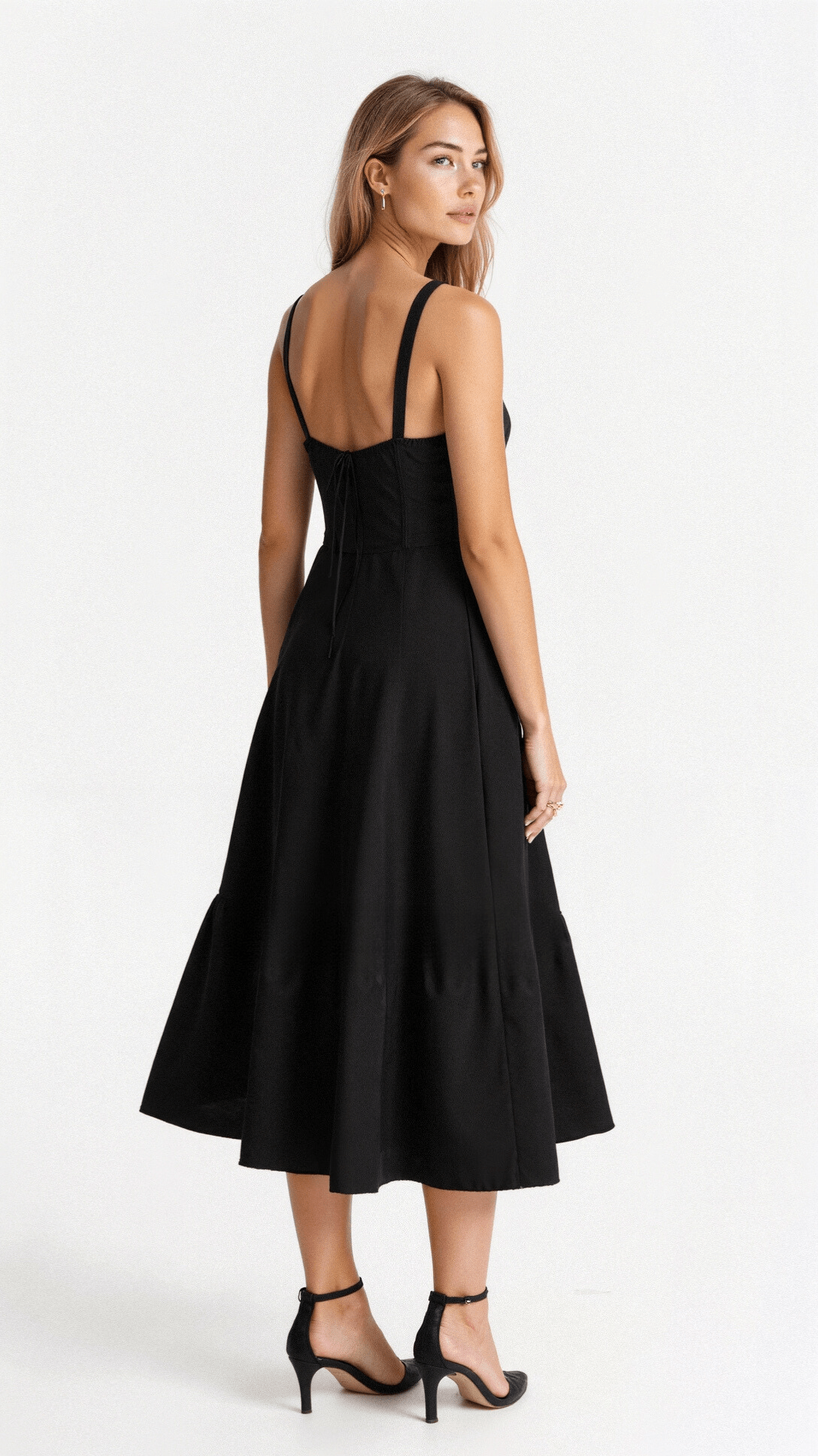 Women's Summer Midi Dress with Sleeveless and Drawstring