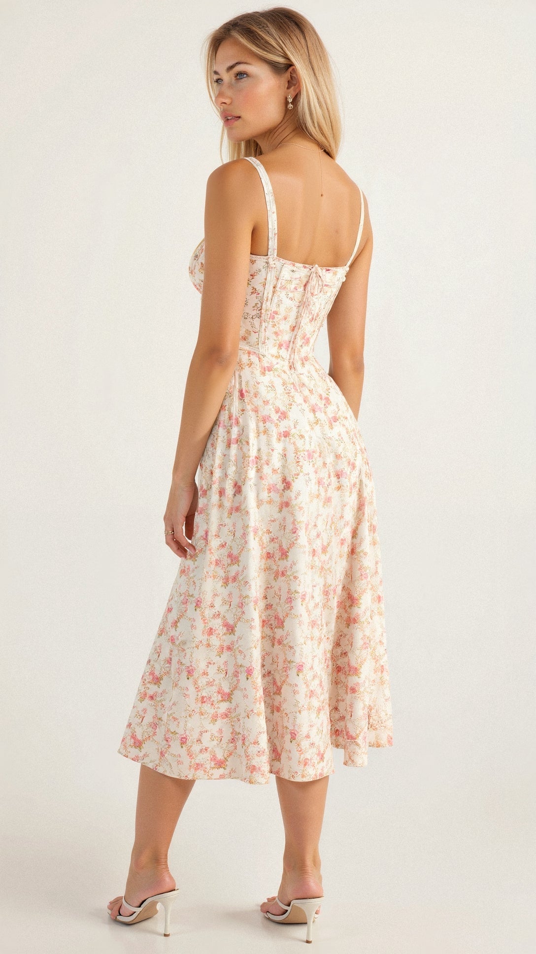 Women's Summer Midi Dress with Sleeveless and Drawstring
