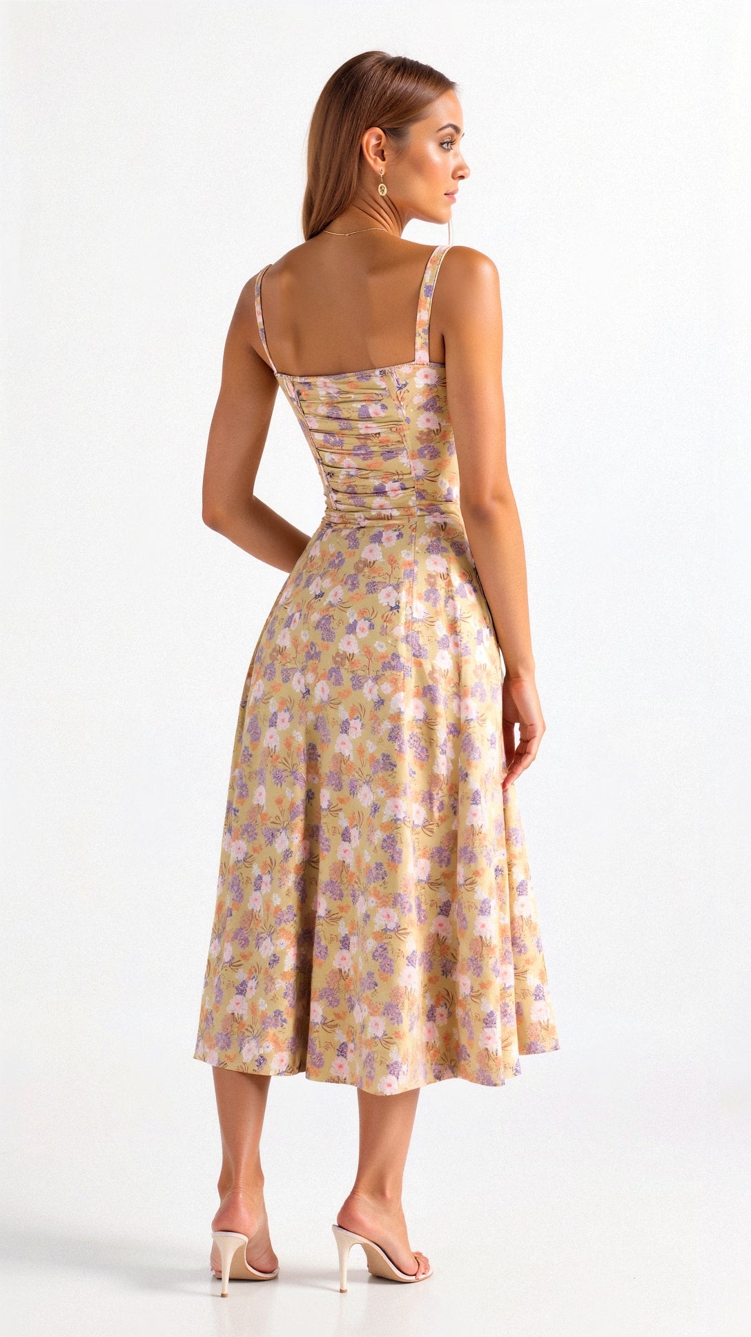 Women's Summer Midi Dress with Sleeveless and Drawstring