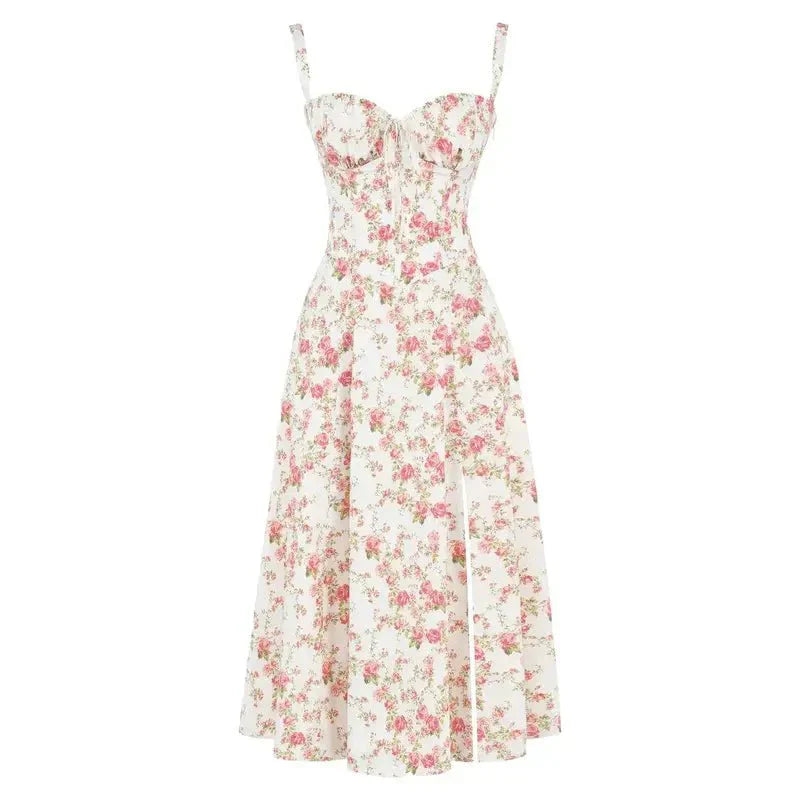 Women's Summer Midi Dress with Sleeveless and Drawstring
