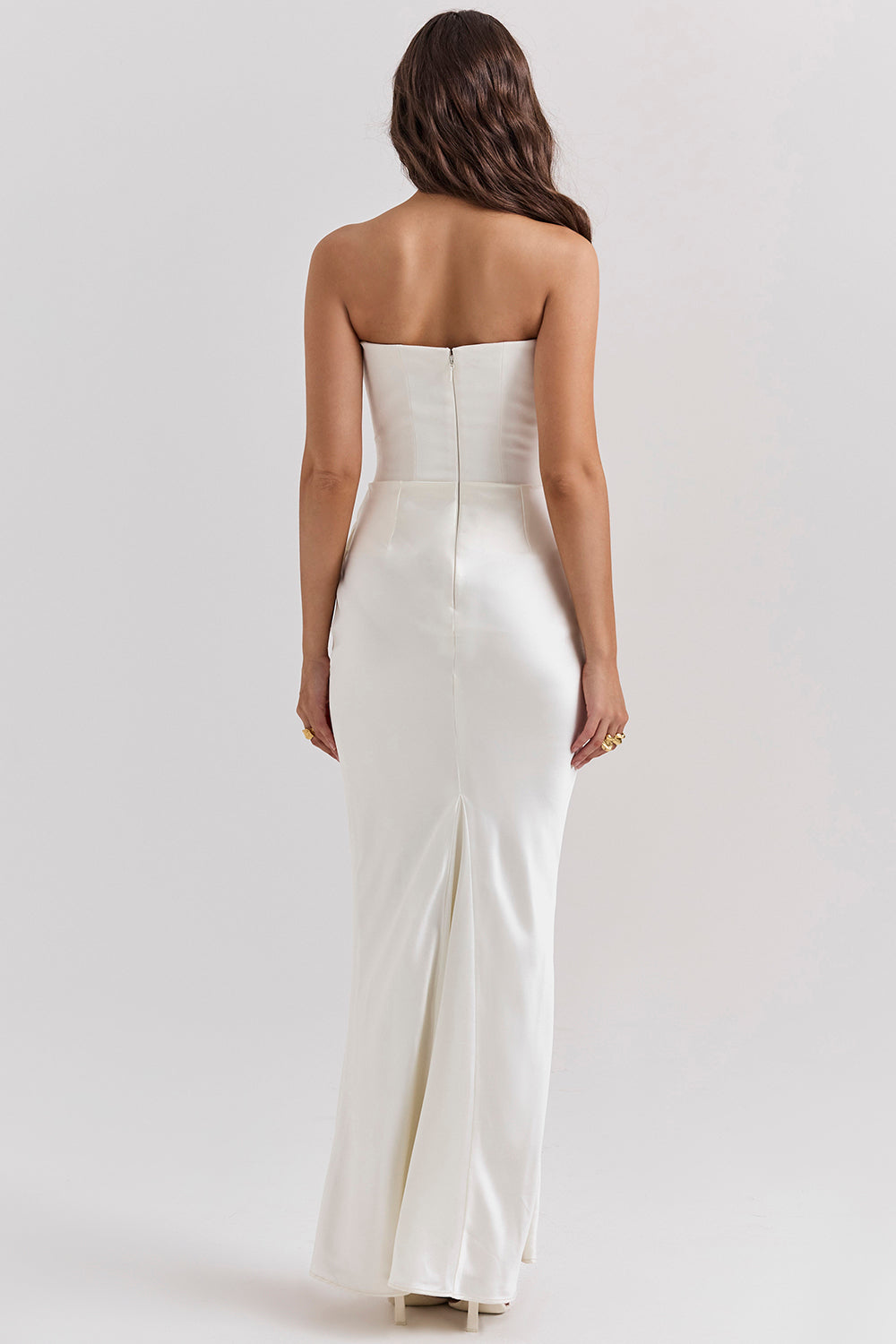 Women's Summer Formal Dress with Draped Hip Detail and Strapless