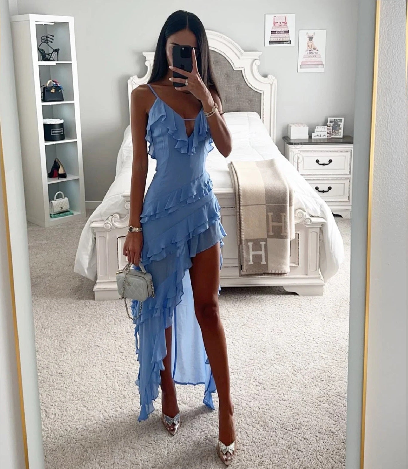Women's Summer Ruffles Dress with Sleeveless and Asymmetric Hem